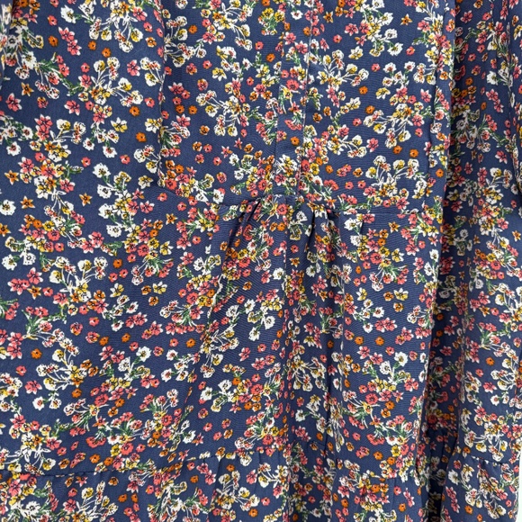 Time Tru Dress Women XXXL Blue Floral Short Sleeve Tiered Blossom Cottage Boho - Picture 5 of 12